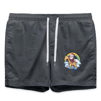 Giraffe Weihnachtsmann Regenbogen - Badeshorts - Anthrazit - Vorne - AI Model Male 185 light (185cm)