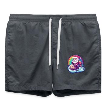 Hedgehog Santa Claus Rainbow - Swim Trunks - anthracite - Front - AI Model Male 185 light (185cm)