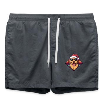 Golden Retriever Dog Christmas Cool - Swim Trunks - anthracite - Front - AI Model Male 185 light (185cm)