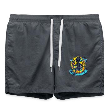 Skelett mit Schwimmreifen – Lustiges Sommerdesign - Badeshorts - Anthrazit - Vorne - AI Model Male 185 light (185cm)