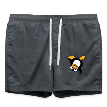 Pinguin Breakdance Tanzen Kopfstand Party DJ Musik - Badeshorts - Anthrazit - Vorne - AI Model Male 185 light (185cm)