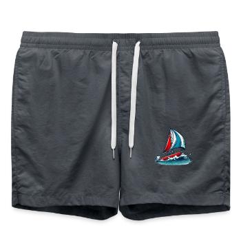 Segelboot - Badeshorts - Anthrazit - Vorne - AI Model Male 185 light (185cm)