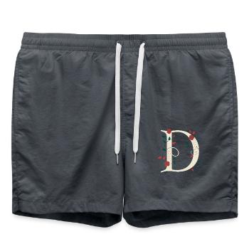Lettre D Monogramme Rétro - Short de bain - charbon - Devant - AI Model Male 185 light (185cm)