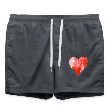 Coeur En Amour Mariage Saint Valentin - Short de bain - charbon - Devant - AI Model Male 185 light (185cm)