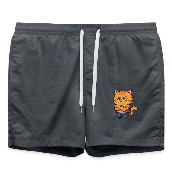 Irritated Cat - Swim Trunks - anthracite - Front - AI Model Male 185 light (185cm)