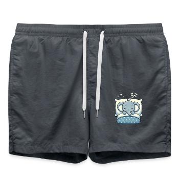 Elefant Sleeping In Bed At Night Time - Badeshorts - Anthrazit - Vorne - AI Model Male 185 light (185cm)