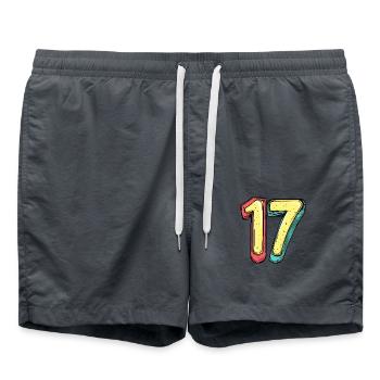 17 Number Colorful - Swim Trunks - anthracite - Front - AI Model Male 185 light (185cm)