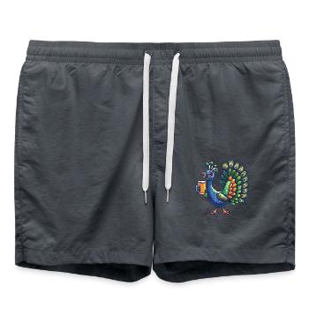 Bière Peacock Bird Pixel - Short de bain - charbon - Devant - AI Model Male 185 light (185cm)