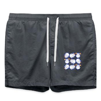 9 Ducks Many Friends Pattern Party Birds Dancing - Swim Trunks - anthracite - Front - AI Model Male 185 light (185cm)
