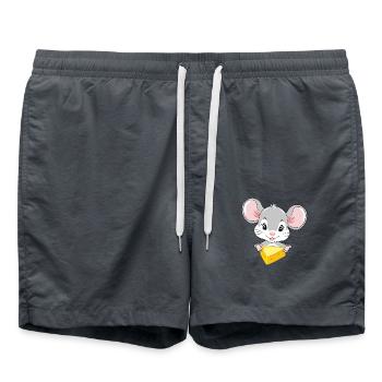 Mignon bébé souris avec un morceau de fromage - Short de bain - charbon - Devant - AI Model Male 185 light (185cm)