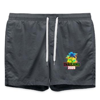 Thailand 2025 Bunt Palmen - Badeshorts - Anthrazit - Vorne - AI Model Male 185 light (185cm)