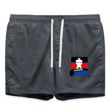 Langeoog mit Wasserturm, Fahne & Umriss - Badeshorts - Anthrazit - Vorne - AI Model Male 185 light (185cm)