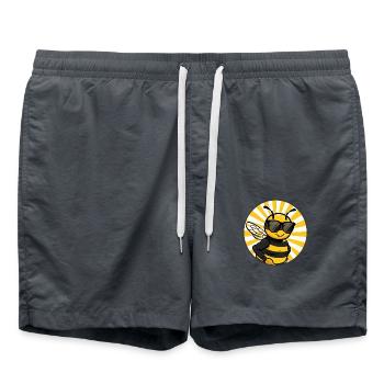 Biene Cool Comic - Badeshorts - Anthrazit - Vorne - AI Model Male 185 light (185cm)
