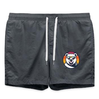 Polar Bear Cool Comic - Swim Trunks - anthracite - Front - AI Model Male 185 light (185cm)