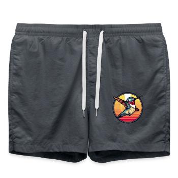 Kolibri Vogel Cool Comic - Badeshorts - Anthrazit - Vorne - AI Model Male 185 light (185cm)