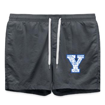 Lettre y chinoiserie bleu - Short de bain - charbon - Devant - AI Model Male 185 light (185cm)