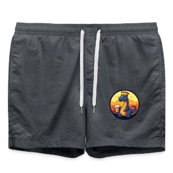 Dinosaur brontosaurus beer - Swim Trunks - anthracite - Front - AI Model Male 185 light (185cm)