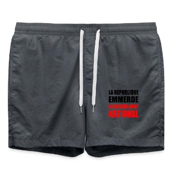 la republique emmerde le rassemblement national - Short de bain - charbon - Devant - AI Model Male 185 light (185cm)