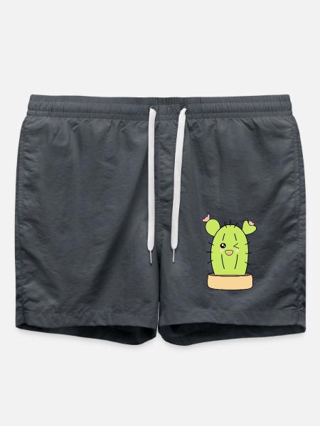 Kaktus, Kakteen, Sukkulenten, Pflanze cute - Badeshorts - Anthrazit