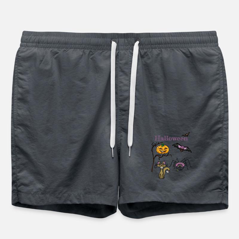 Halloween Pumpkin and Bat Design - Swim Trunks - anthracite
