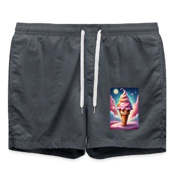 Erdbeer-Waffel - Badeshorts - Anthrazit - Vorne - AI Model Male 185 light (185cm)