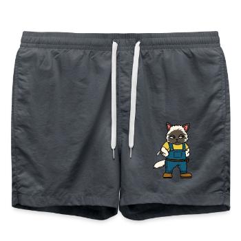 Artisans chantier Charpentier Métiers Chat - Short de bain - charbon - Devant - AI Model Male 185 light (185cm)