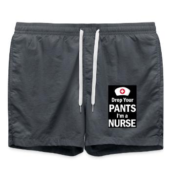 Krankenschwester Drop your Pants Im a nurse poster - Badeshorts - Anthrazit - Vorne - AI Model Male 185 light (185cm)