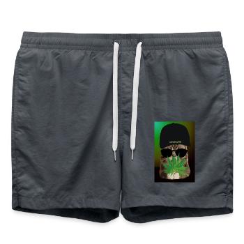 Affiche Humour . Cat Weed Chanvre - Cannabis - Short de bain - charbon - Devant - AI Model Male 185 light (185cm)