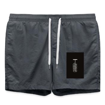 Vin, bouteille de vin, histoire - Short de bain - charbon - Devant - AI Model Male 185 light (185cm)