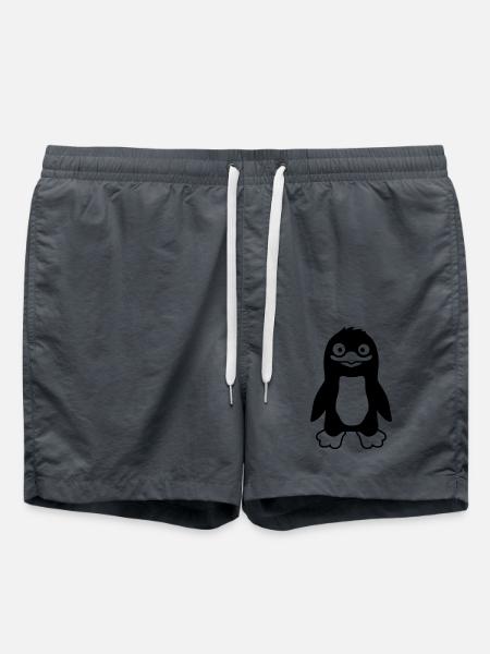 Ulkiger lustiger Pinguin grinst - Badeshorts - Anthrazit