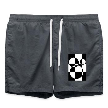 Art moderne en noir et blanc - Short de bain - charbon - Devant - AI Model Male 185 light (185cm)