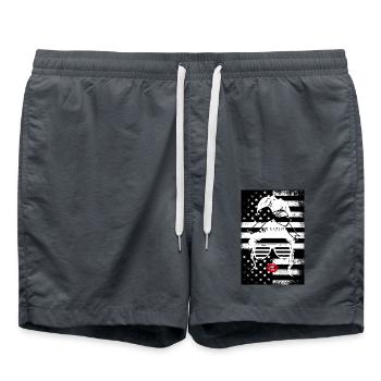Mrs. Kussmund American Flag Poster - Swim Trunks - anthracite - Front - AI Model Male 185 light (185cm)