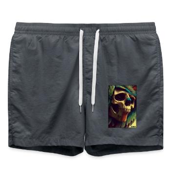 Skull Parrot Feather Skeleton - Swim Trunks - anthracite - Front - AI Model Male 185 light (185cm)
