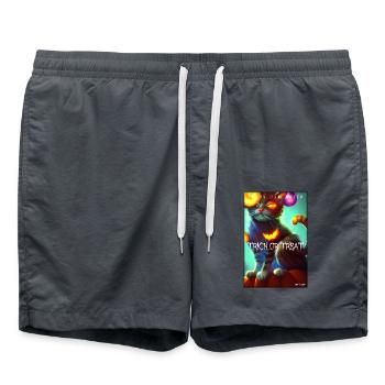 Happy Halloween Grummel Katze Kürbis Süßes Saures - Badeshorts - Anthrazit - Vorne - AI Model Male 185 light (185cm)
