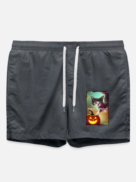 Halloween crazy cat pumpkin - Swim Trunks - anthracite