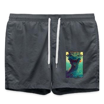 Dragon Water Monster Sea Lake - Swim Trunks - anthracite - Front - AI Model Male 185 light (185cm)