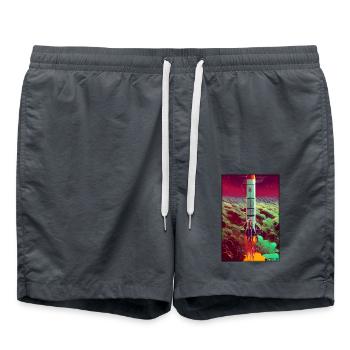 Rakete Start Weltraum Sterne Wolken - Badeshorts - Anthrazit - Vorne - AI Model Male 185 light (185cm)