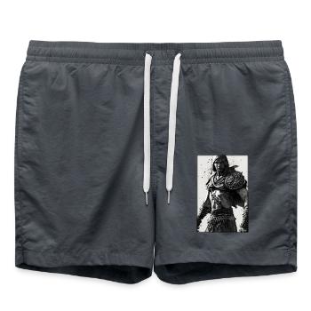 Warrior Sword Vintage Noir Blanc 1 - Short de bain - charbon - Devant - AI Model Male 185 light (185cm)