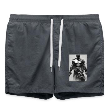 Warrior Sword Vintage Noir Blanc 4 - Short de bain - charbon - Devant - AI Model Male 185 light (185cm)