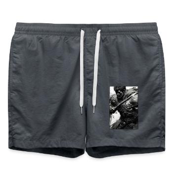 Warrior Sword Vintage Noir Blanc 5 - Short de bain - charbon - Devant - AI Model Male 185 light (185cm)