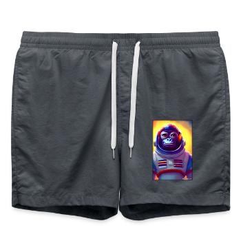 Monkey Animal Astronaut Space Space Universe 5 - Swim Trunks - anthracite - Front - AI Model Male 185 light (185cm)