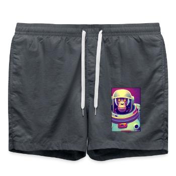 Monkey Animal Astronaut Space Space Universe 8 - Swim Trunks - anthracite - Front - AI Model Male 185 light (185cm)