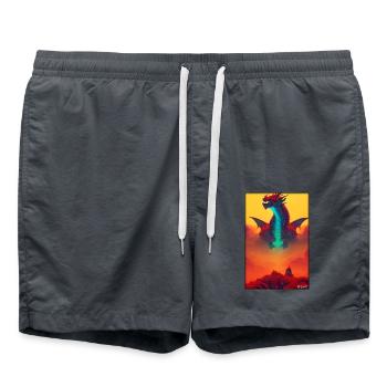 Dragon Creature Fantasy - Swim Trunks - anthracite - Front - AI Model Male 185 light (185cm)