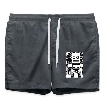 Roboter Comic Zukunft Cyborg Maschine Technik - Badeshorts - Anthrazit - Vorne - AI Model Male 185 light (185cm)
