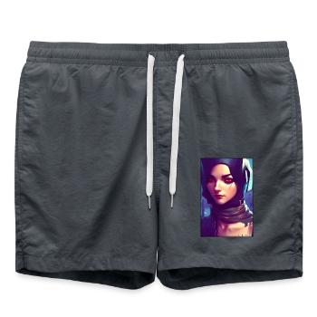 Cyber Goth Woman Future Technology Science - Short de bain - charbon - Devant - AI Model Male 185 light (185cm)