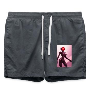 Robot Future Science Sci-Fi Machine - Swim Trunks - anthracite - Front - AI Model Male 185 light (185cm)