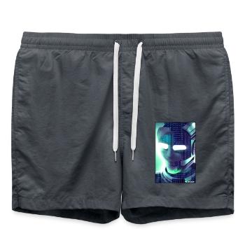 Robot Future Science Machine de science-fiction - Short de bain - charbon - Devant - AI Model Male 185 light (185cm)