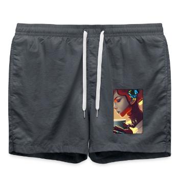 Robot Coffee Future Science Machine - Swim Trunks - anthracite - Front - AI Model Male 185 light (185cm)