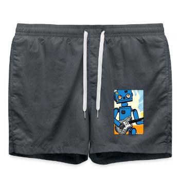 Roboter Gitarre Gitarrist Zukunft Musik Comic - Badeshorts - Anthrazit - Vorne - AI Model Male 185 light (185cm)