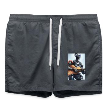 Robot Guitar Guitarist Future Music Musician - Swim Trunks - anthracite - Front - AI Model Male 185 light (185cm)